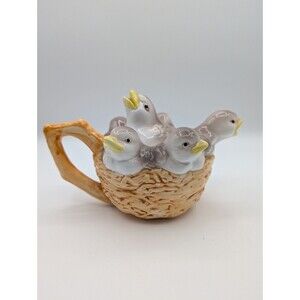 Danbury Mint "CHICK-A-TEA" Whimsical Teapot Bob Hersey Baby Birds Chicks Nest